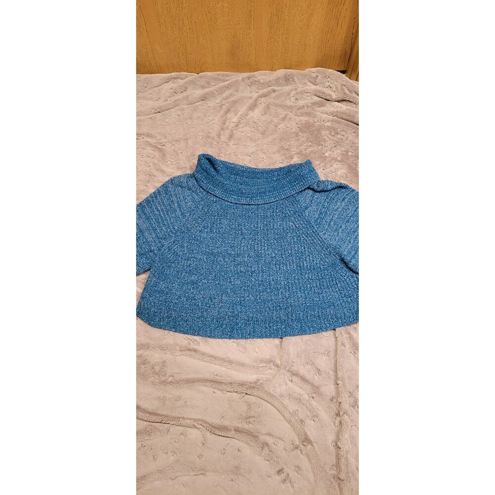Free People Women's Cowl Neck Sweater Boxy Cropped Boho Size XS Blue Boho